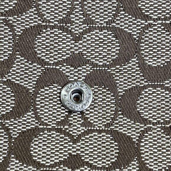 Coach C Signature Brown & Khaki Canvas & Leather Bifold Wallet w/Buckle & Chkbk - Picture 14 of 16